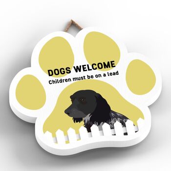 P5587 - Cocker Spaniel Dogs Welcome Children On Leads Katie Pearson Artworks Plaque à suspendre avec empreinte de patte 2