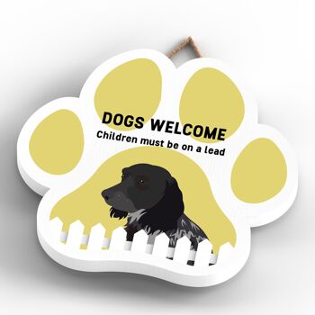 P5587 - Cocker Spaniel Dogs Welcome Children On Leads Katie Pearson Artworks Plaque à suspendre avec empreinte de patte 4