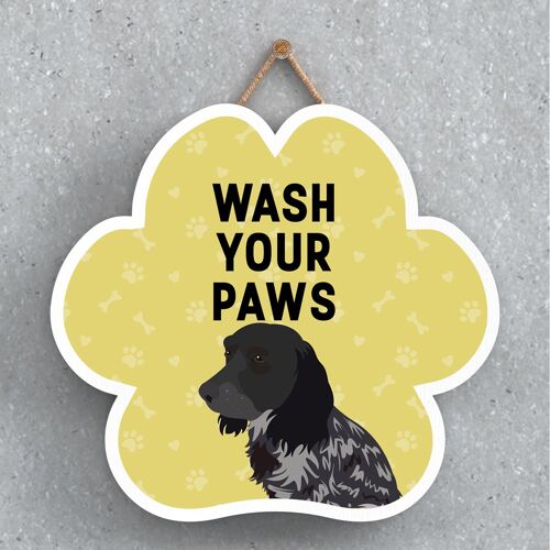 P5588 - Cocker Spaniel Dog Wash Your Paws Katie Pearson Artworks Pawprint Hanging Plaque