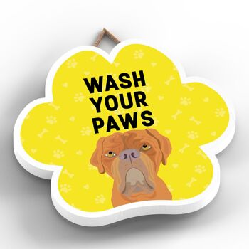 P5600 - Dogue De Bordeaux Dog Wash Your Paws Katie Pearson Artworks Pawprint Plaque à suspendre 2