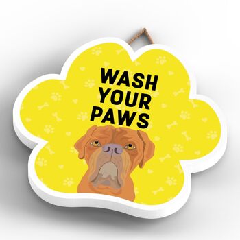 P5600 - Dogue De Bordeaux Dog Wash Your Paws Katie Pearson Artworks Pawprint Plaque à suspendre 4