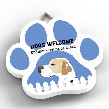 P5601 - English Pointer Dogs Welcome Children On Leads Katie Pearson Artworks Pawprint Plaque à suspendre 2