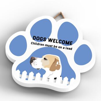 P5601 - English Pointer Dogs Welcome Children On Leads Katie Pearson Artworks Pawprint Plaque à suspendre 4