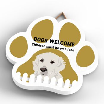 P5607 - Golden Retriever Dogs Welcome Children On Leads Katie Pearson Artworks Pawprint Hanging Plaque 4