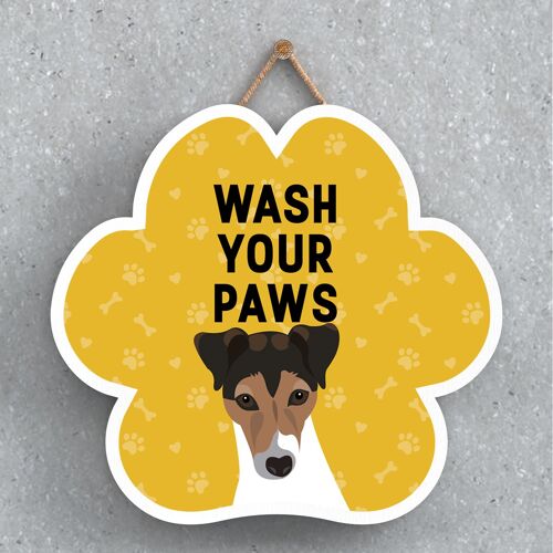 P5616 - Jack Russell Dog Wash Your Paws Katie Pearson Artworks Pawprint Hanging Plaque