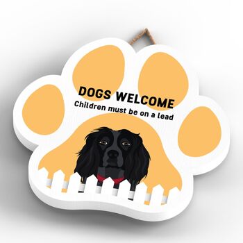 P5639 - Les chiens épagneuls accueillent les enfants en laisse Katie Pearson Artworks Plaque à suspendre avec empreinte de patte 4