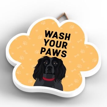 P5640 - Spaniel Dog Wash Your Paws Katie Pearson Artworks Pawprint Plaque à suspendre 4