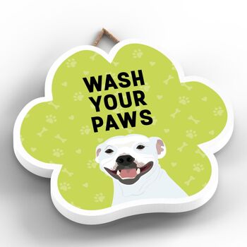 P5646 - Staffie Dog Wash Your Paws Katie Pearson Artworks Plaque à suspendre avec empreinte de patte 2