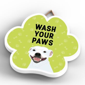 P5646 - Staffie Dog Wash Your Paws Katie Pearson Artworks Plaque à suspendre avec empreinte de patte 4