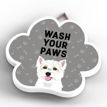 P5650 - Westie Dog Wash Your Paws Katie Pearson Artworks Plaque à suspendre avec empreinte de patte 4