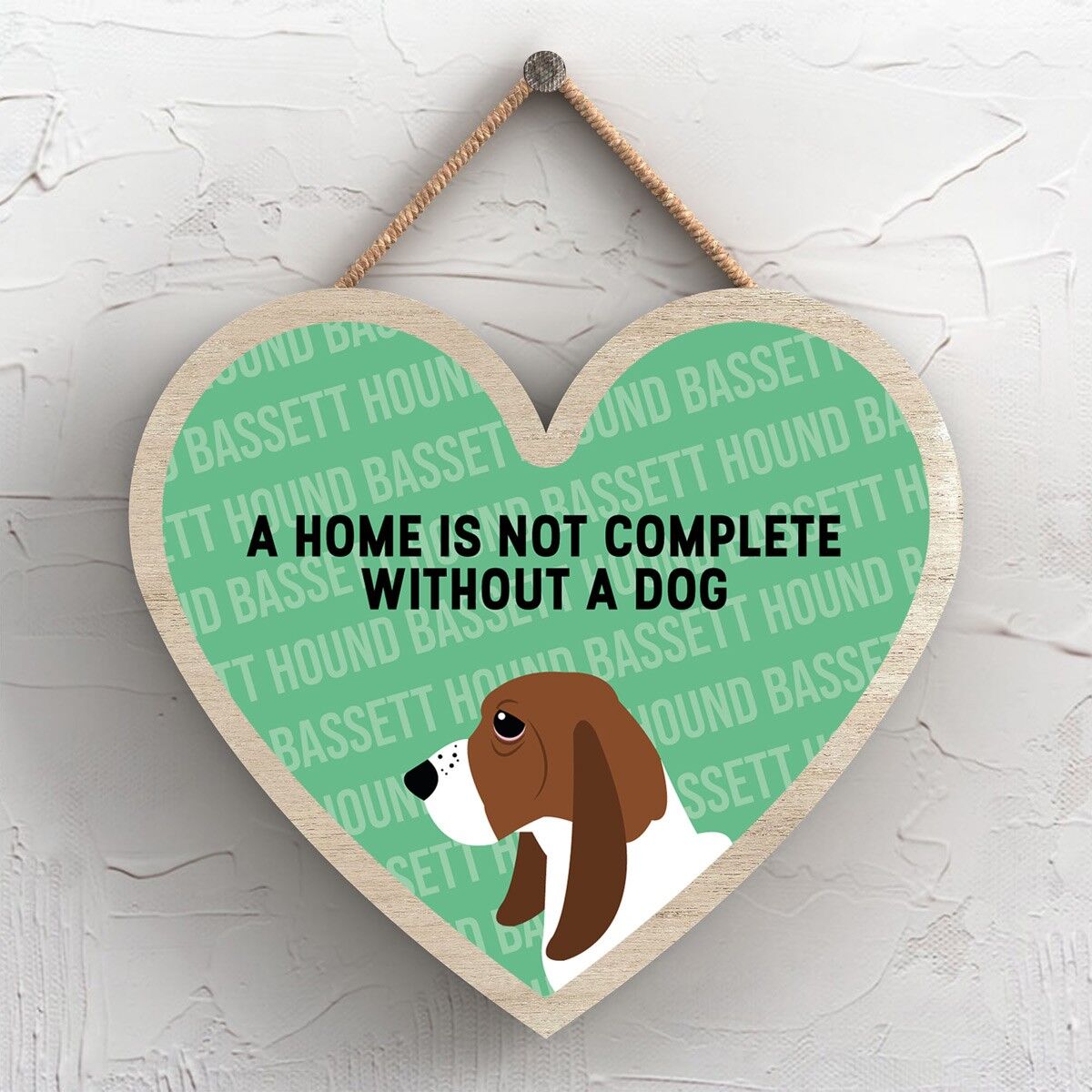 P5659 - La casa di Bassett Hound non è completa senza Katie Pearson Artworks Heart Hanging Plaque