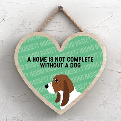 P5659 - Bassett Hound Home Isn't Complete Without Katie Pearson Artworks Heart Hanging Plaque