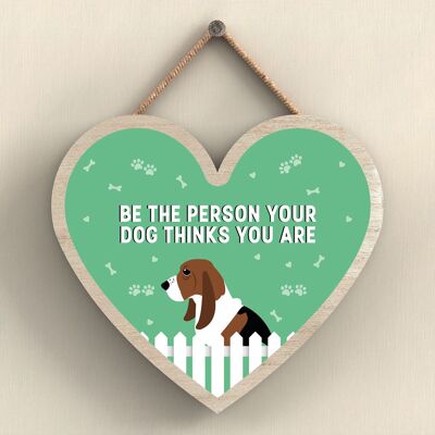 P5660 - Bassett Hound Be The Person Your Dog Thinks You Are Without Katie Pearson Artworks Heart Hanging Plaque