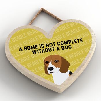 P5661 - Beagle Home n'est pas complet sans Katie Pearson Artworks Heart Hanging Plaque 2