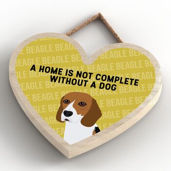 P5661 - Beagle Home n'est pas complet sans Katie Pearson Artworks Heart Hanging Plaque 4