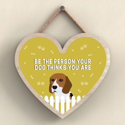 P5662 - Beagle Soyez la personne que votre chien pense que vous êtes sans Katie Pearson Artworks Plaque à suspendre en forme de cœur