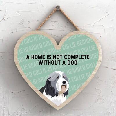 P5663 - La casa di Bearded Collie non è completa senza Katie Pearson Artworks Heart Hanging Plaque