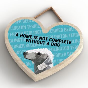 P5665 - Bedlington Terrier Home n'est pas complet sans Katie Pearson Artworks Heart Hanging Plaque 4