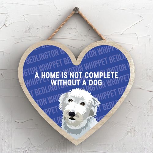 P5667 - Bedlington Whippet Home Isn't Complete Without Katie Pearson Artworks Heart Hanging Plaque