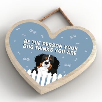 P5670 - Bouvier bernois Soyez la personne que votre chien pense que vous êtes sans Katie Pearson Artworks Plaque à suspendre en forme de cœur 4