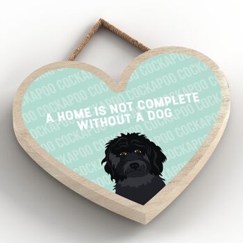 P5671 - La maison Black Cockapoo n'est pas complète sans Katie Pearson Artworks Heart Hanging Plaque 2