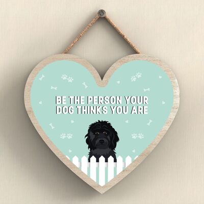 P5672 – Schwarzer Cockapoo Seien Sie die Person, für die Ihr Hund Sie hält, ohne Katie Pearson Artworks Herz-Plakette zum Aufhängen