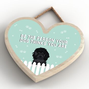 P5672 - Black Cockapoo Soyez la personne que votre chien pense que vous êtes sans Katie Pearson Artworks Heart Hanging Plaque 4