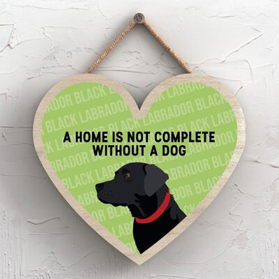 P5673 - Black Labrador Home Isn't Complete Without Katie Pearson Artworks Heart Hanging Plaque