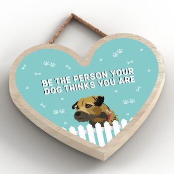 P5678 - Border Terrier Be The Person Your Dog Think You Are Without Katie Pearson Artworks Heart Hanging Plaque 2