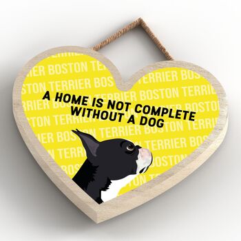 P5679 - Boston Terrier Home n'est pas complet sans Katie Pearson Artworks Heart Hanging Plaque 4