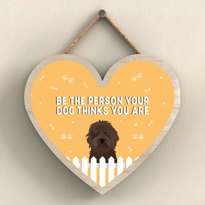 P5682 - Brown Cockapoo Be The Person Your Dog Thinks You Are Without Katie Pearson Artworks Heart Hanging Plaque