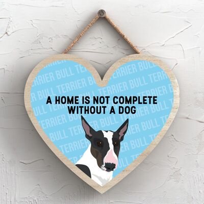 P5683 - Bull Terrier Home no está completo sin Katie Pearson Artworks Placa para colgar en forma de corazón