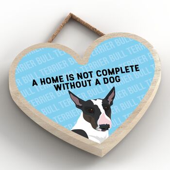 P5683 - Bull Terrier Home n'est pas complet sans Katie Pearson Artworks Heart Hanging Plaque 2