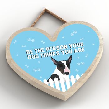 P5684 - Bull Terrier Be The Person Your Dog Think You Are Without Katie Pearson Artworks Heart Hanging Plaque 2