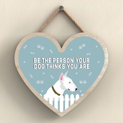 P5686 - Bull Terrier Be The Person Your Dog Thinks You Are Without Katie Pearson Artworks Heart Hanging Plaque