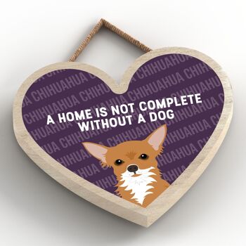 P5687 - Chihuahua Home n'est pas complet sans Katie Pearson Artworks Heart Hanging Plaque 2
