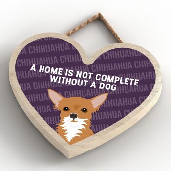 P5687 - Chihuahua Home n'est pas complet sans Katie Pearson Artworks Heart Hanging Plaque 4