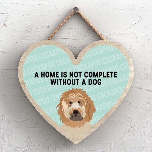 P5693 - Cockapoo Home Isn't Complete Without Katie Pearson Artworks Heart Hanging Plaque