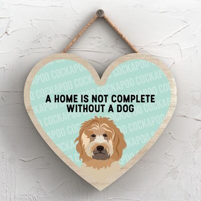 P5693 - Cockapoo Home no está completo sin Katie Pearson Artworks Heart Hanging Plaque