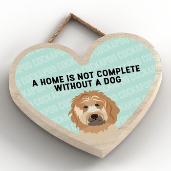 P5693 - Cockapoo Home n'est pas complet sans Katie Pearson Artworks Heart Hanging Plaque 2