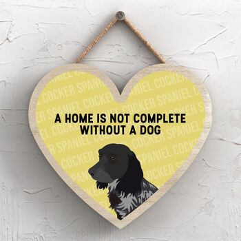 P5695 - Cocker Spaniel Home n'est pas complet sans Katie Pearson Artworks Heart Hanging Plaque 1