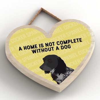 P5695 - Cocker Spaniel Home n'est pas complet sans Katie Pearson Artworks Heart Hanging Plaque 2