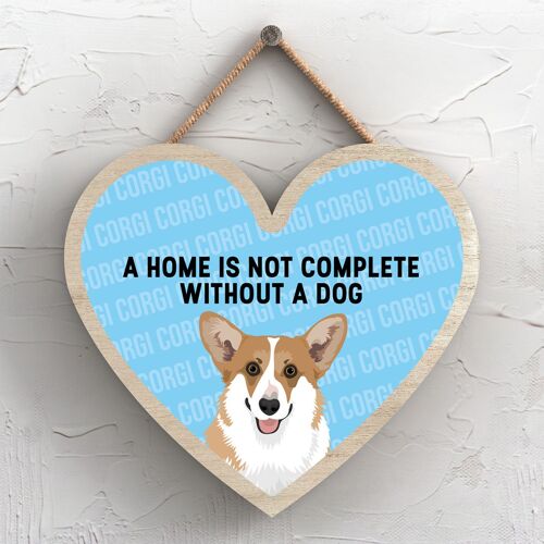 P5697 - Corgi Home Isn't Complete Without Katie Pearson Artworks Heart Hanging Plaque