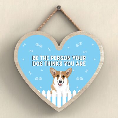 P5698 – Corgi Seien Sie die Person, für die Ihr Hund Sie hält, ohne Katie Pearson Artworks Herz-Plakette zum Aufhängen