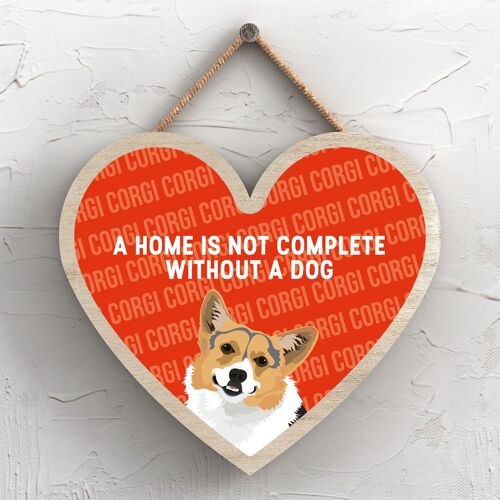 P5699 - Corgi Home Isn't Complete Without Katie Pearson Artworks Heart Hanging Plaque