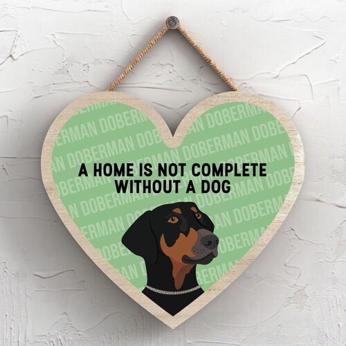 P5705 - Doberman Home Isn't Complete Without Katie Pearson Artworks Heart Hanging Plaque