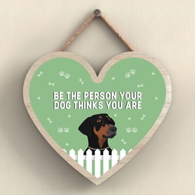 P5706 - Doberman Be The Person Your Dog Thinks You Are Without Katie Pearson Artworks Heart Hanging Plaque