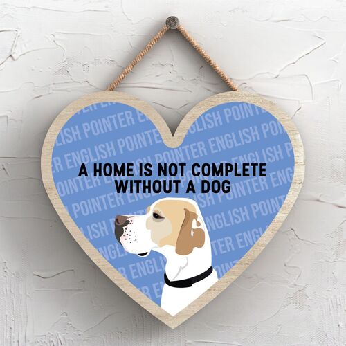 P5709 - English Pointer Home Isn't Complete Without Katie Pearson Artworks Heart Hanging Plaque