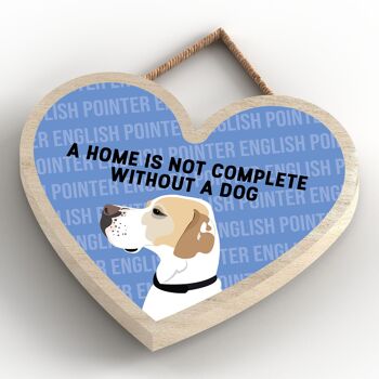 P5709 - English Pointer Home n'est pas complet sans Katie Pearson Artworks Heart Hanging Plaque 4
