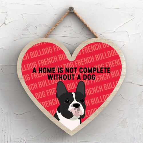 P5711 - French Bulldog Home Isn't Complete Without Katie Pearson Artworks Heart Hanging Plaque
